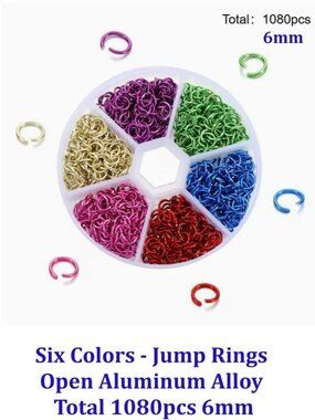 Six Colors - Jump Rings Open Aluminum Alloy  Total 1080pcs 6mm